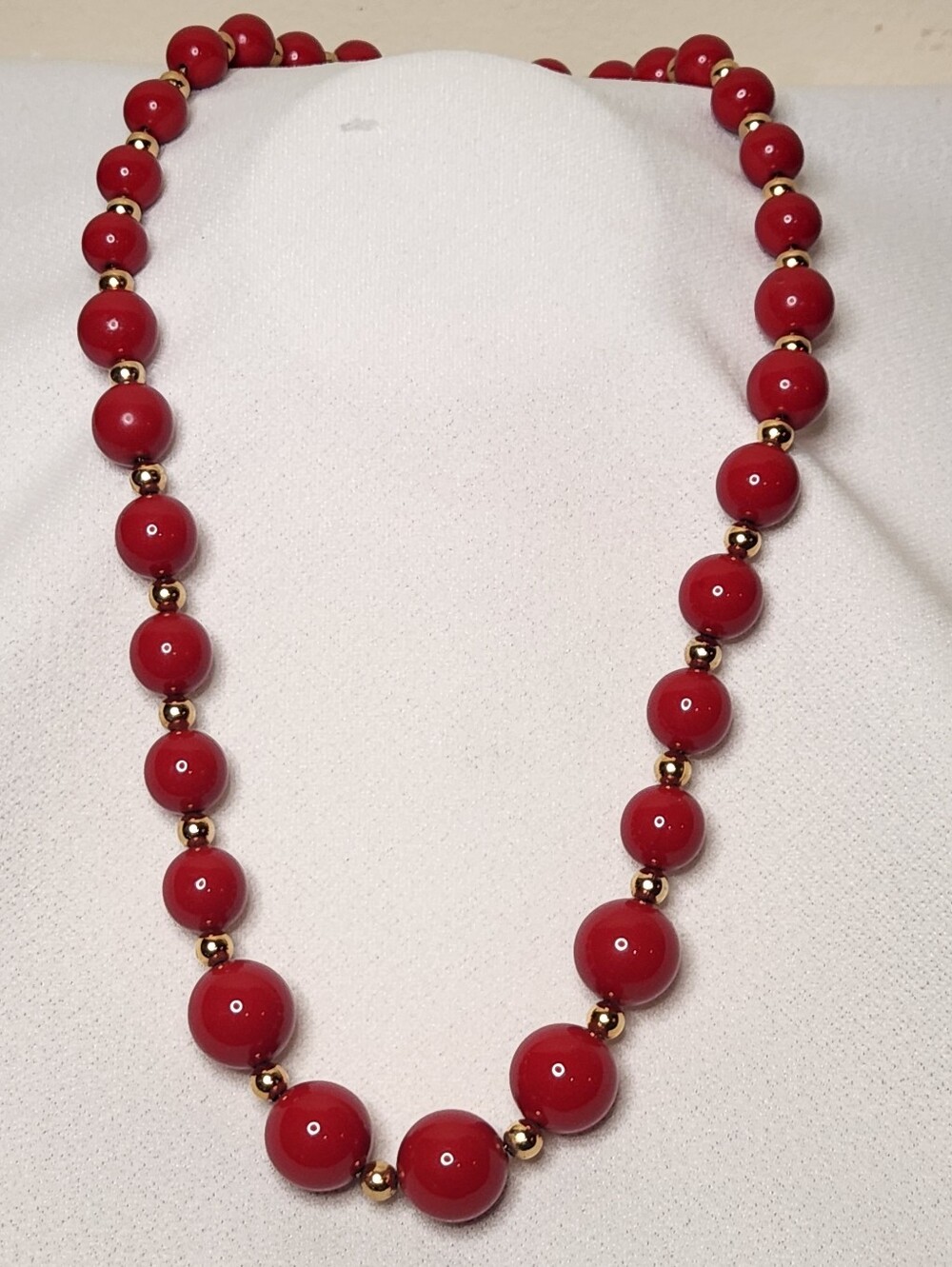 Vintage Napier Signed Red Beaded Gold-tone 25" Necklace Napier Jewelry